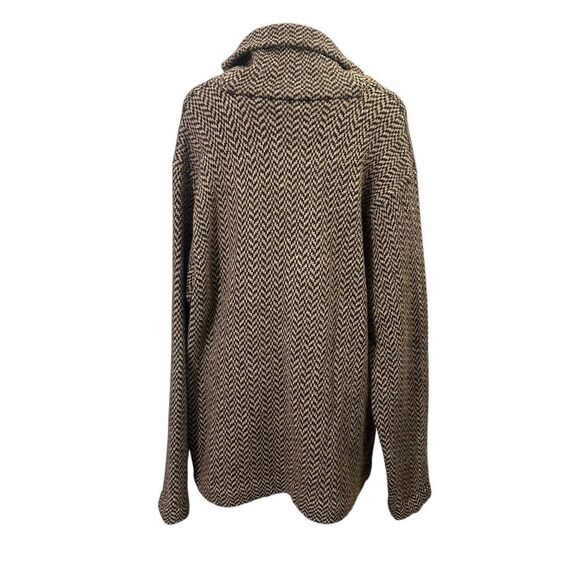 POLO Ralph Lauren 100% Lambswool Brown Herringbone Sweater Cardigan XXL Vintage - Picture 6 of 9